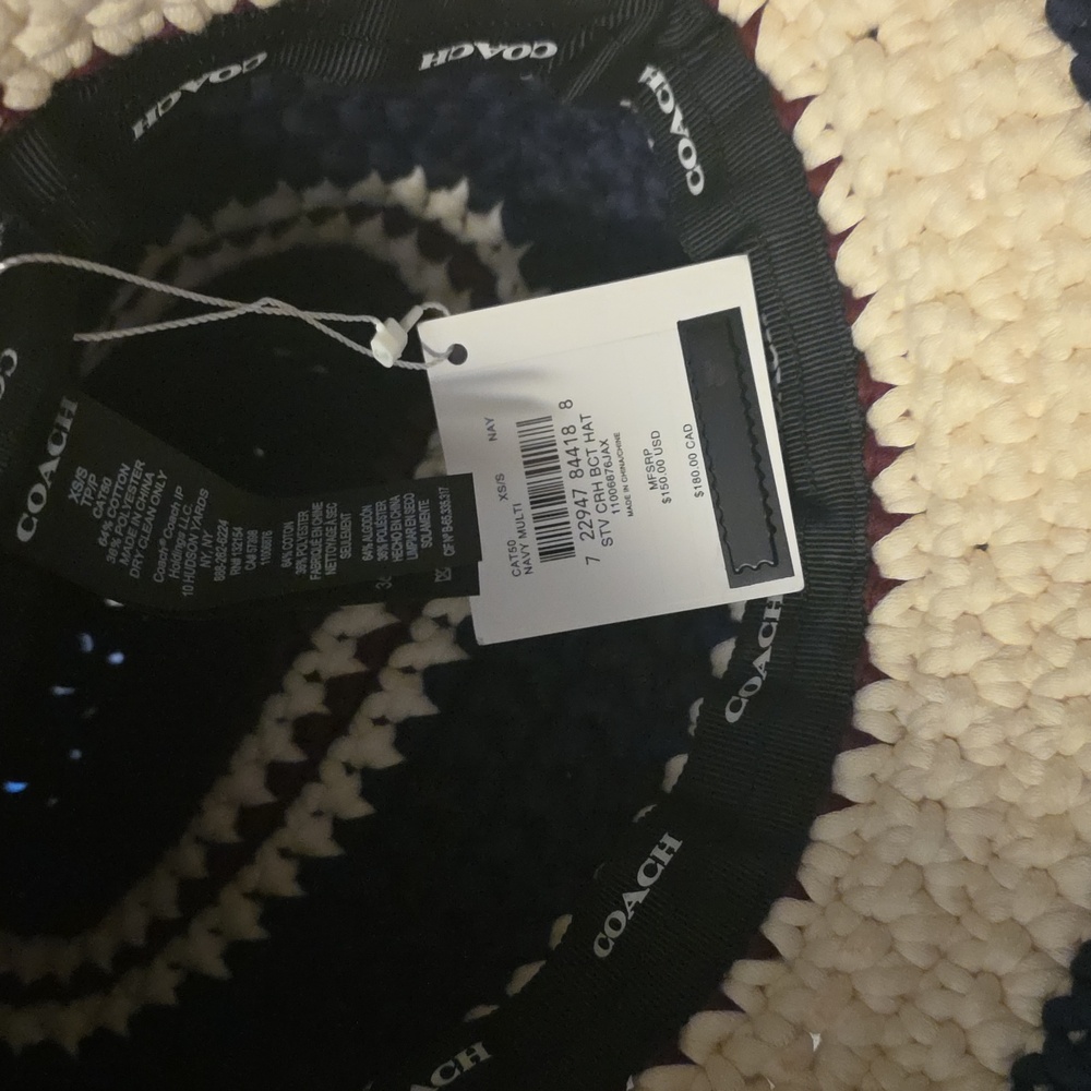 Coach Striped Crochet Bucket Hat NWT - Picture 4 of 4